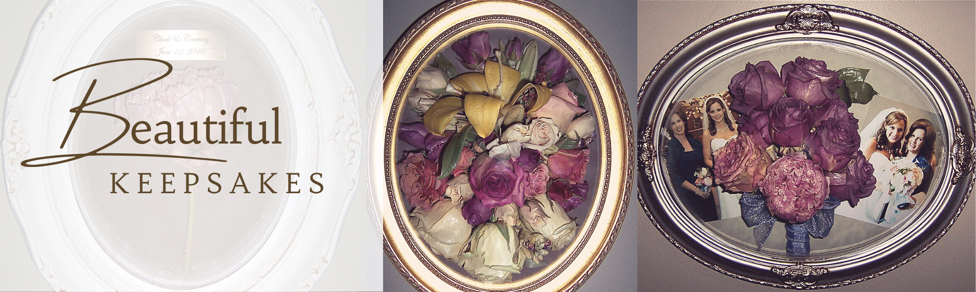 Framed floral preservation pieces collage 